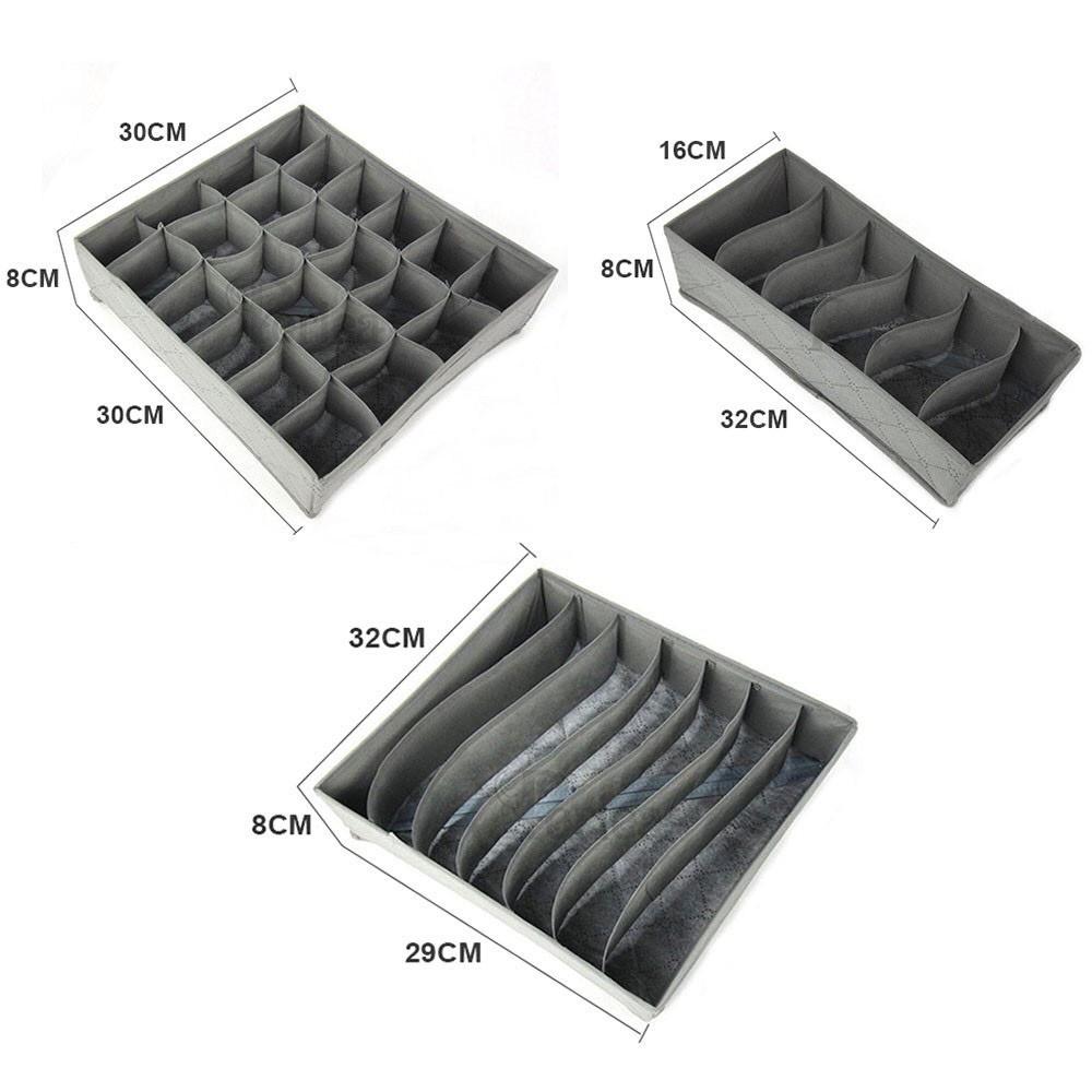 Combo 3 hộp vải đựng bảo quản đồ lót,khay đựng quần áo tất vớ bằng vải không dệt tiết kiệm diện tích 6, 7, 24 ngăn