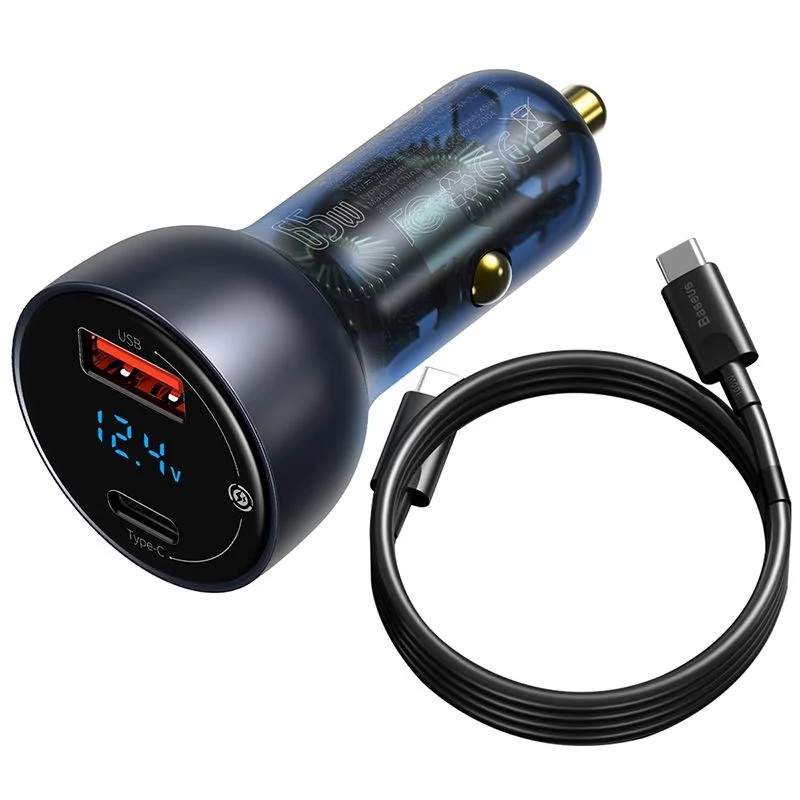 Tẩu sạc nhanh công suất cao 65W Baseus Particular Digital Display QC+PPS Dual ( 65W ,USB + Type C, LCD Display, PD/PPS/QC3.0 Quick Charger Car Charger) (Hàng chính hãng)