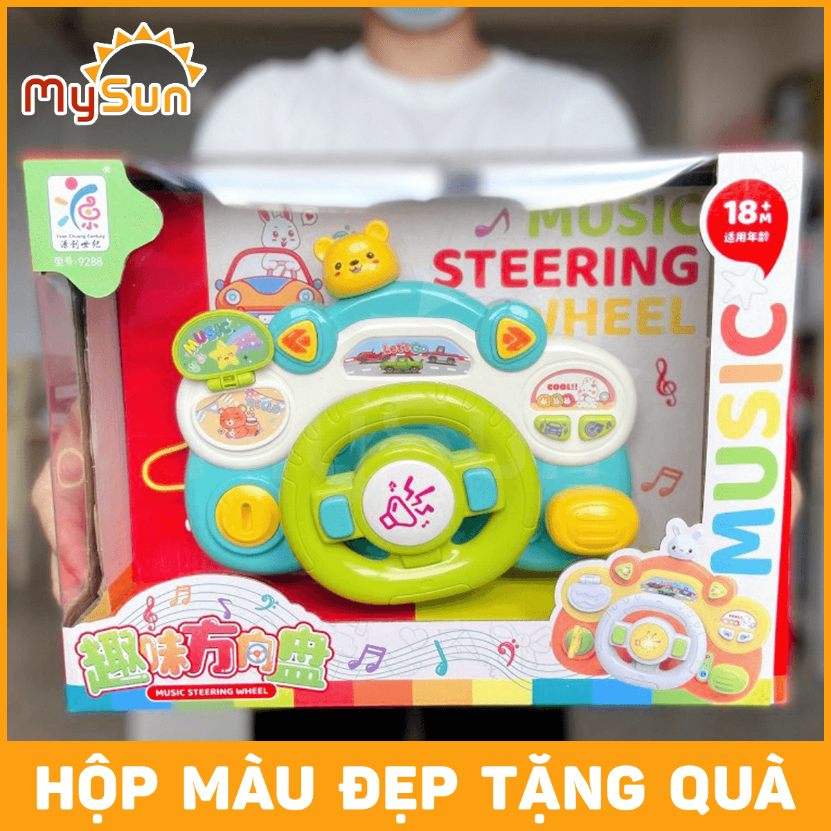 Vô lăng ô tô đồ chơi cho bé gắn xe oto bô lăng mô phỏng tập lái có đèn nhạc tặng PIN