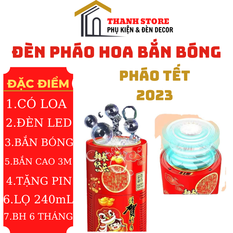 Máy tạo bong bóng phao hoa - đèn bắn bong bóng có loa có led RBG cho lễ hội ngày tết 2023