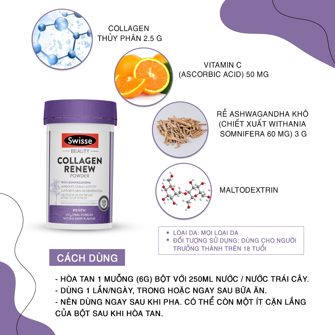 Bột Uống Làm Đẹp Da Swisse Beauty Collagen Renew 120g