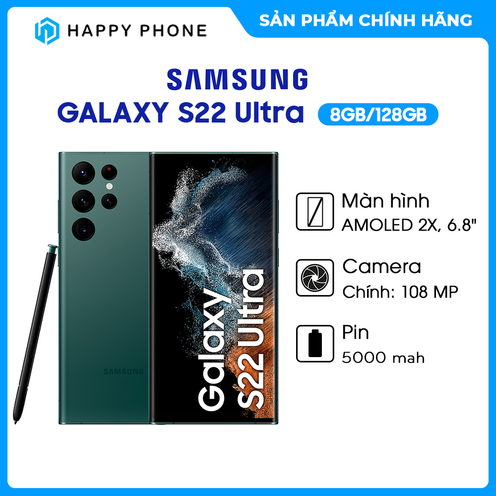 Điện thoại Samsung Galaxy S22 Ultra 5G  8GB/128GB - Hàng chính hãng - ĐÃ KÍCH HOẠT BẢO HÀNH ĐIỆN TỬ