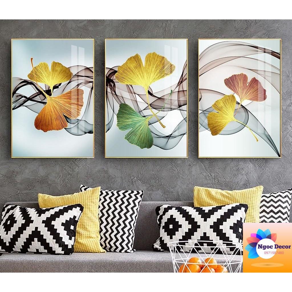 Bộ 3 tranh tráng gương treo phòng khách, phòng ngủ, decor phòng xinh