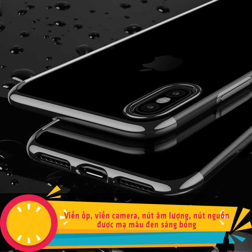 Ốp lưng cho Iphone X / XS - Ốp dẻo viền mạ màu Đen ánh kim - Hàng Chính Hãng