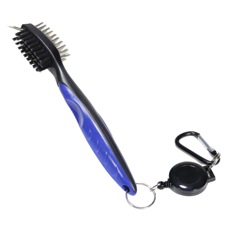 Bàn chải làm sạch câu lạc bộ hai mặt có thể thu vào Golf Club Groove Cleaner for Golf Color: Black