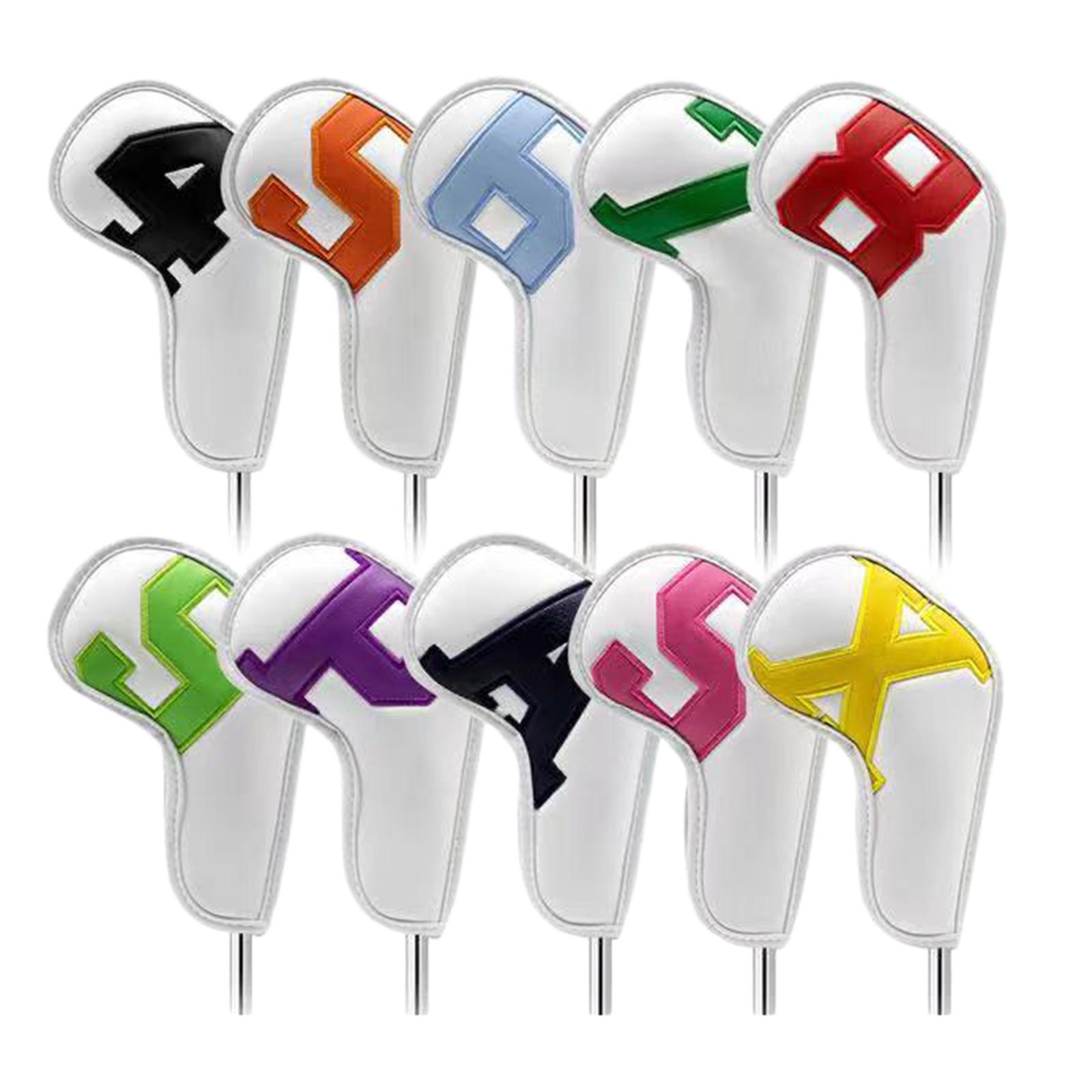 Golf Club Iron Head Covers, 10 pcs Golf Headcover Set, Waterproof Thick PU Leather Golf Iron Head Covers Set Fit All Brands Irons, Scratch Resistant