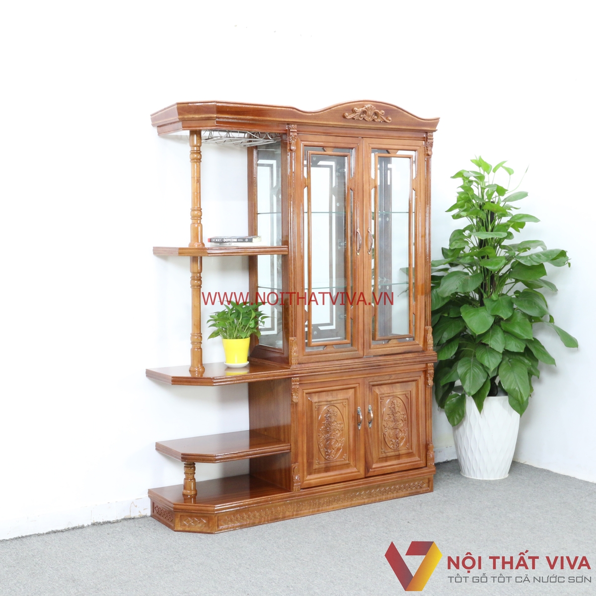 Tủ Đựng Ly Rượu Có Kệ Trang Trí Gỗ Xoan Đào Tự Nhiên Đẹp Giá Rẻ