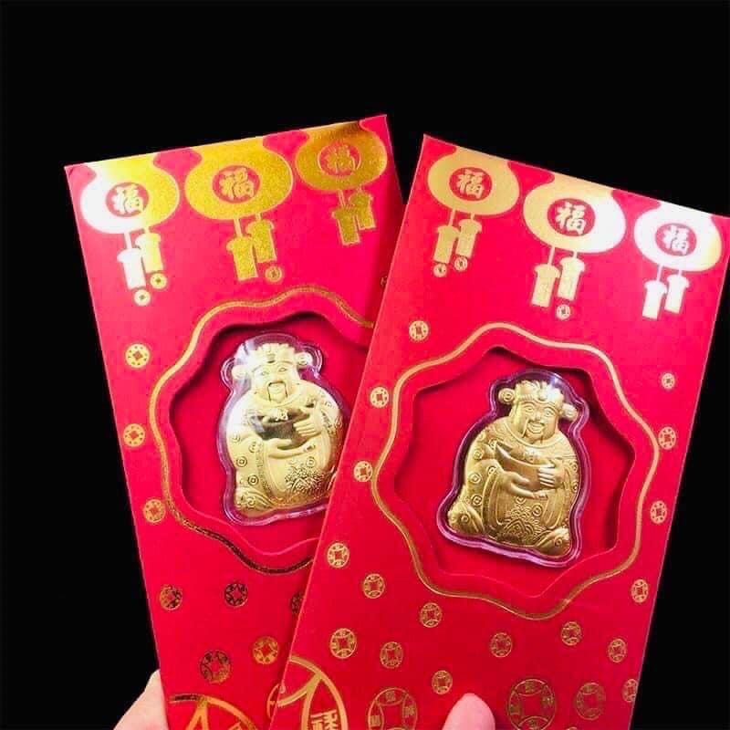 Bao Lì Xì Thần Tài - Bao Lì Xì Tết Nguyên Đán Ngày Vía Thần Tài Mạ Vàng - Sung Túc Cả Năm Tiền Bạc Đầy Túi