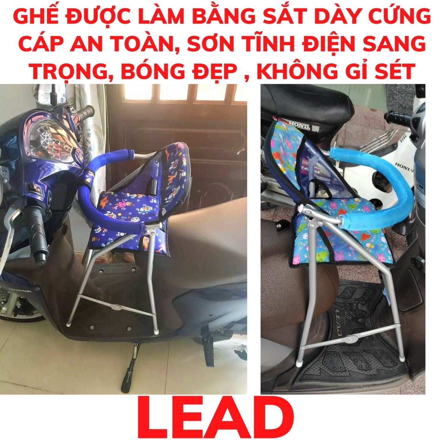 Ghế đi xe lead , scr , acruzo , shark ( hàng có sẵn ) , GHẾ GA XẾP SẮT SƠN TĨNH ĐIỆN