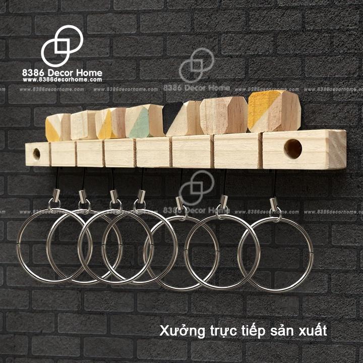 Giá treo chìa khóa treo tường bằng gỗ thông trang trí tối giản