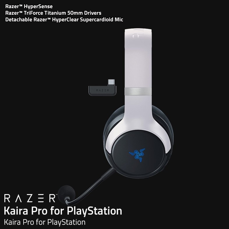 Tai nghe không dây choàng đầu Razer Kaira Pro HyperSpeed-Licensed PlayStation 5 Wireless Gaming Headset_Mới, hàng chính hãng