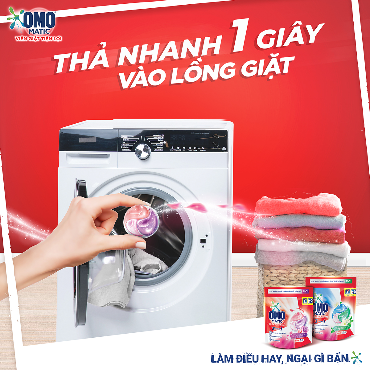 Combo 3 túi viên giặt tiện lợi OMO 3 trong 1 Hương tinh tế (30 viên/túi)