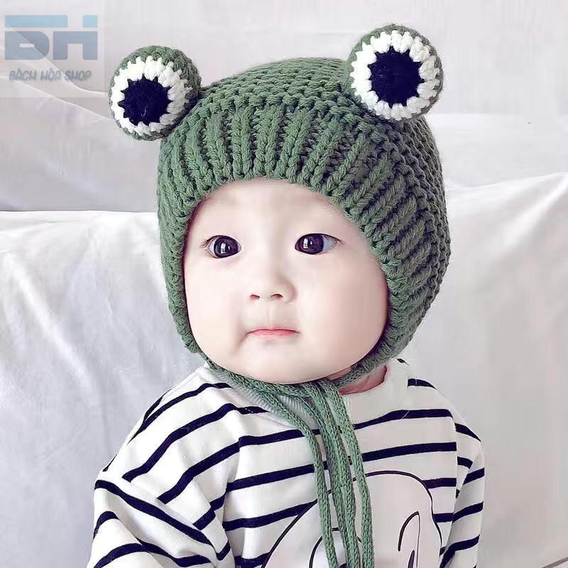 Mũ Len dệt kim hình ếch con xinh xắn