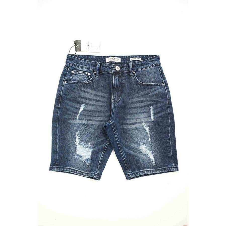 Quần Short Jeans Nam Rách Cao Cấp HUNTER X-RAYS Form Slimfit Thun Màu Xanh S63