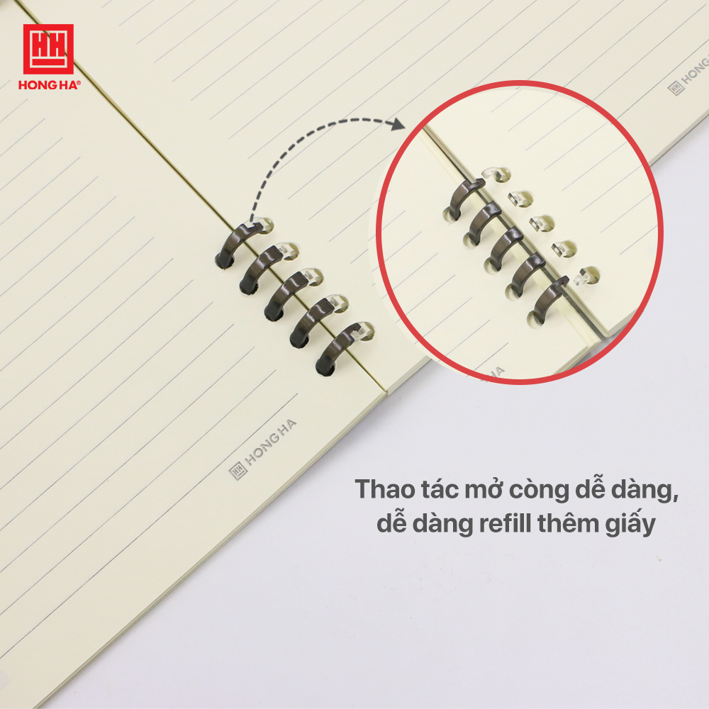 Sổ lò xo A5 Hồng Hà, sổ còng nhựa Basic 160 trang định lượng 80gsm - 3006