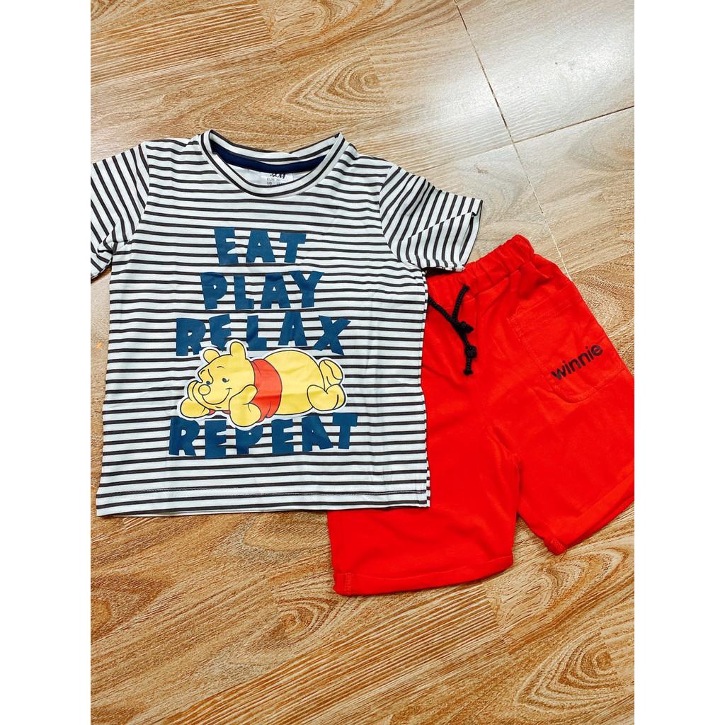 Set bộ đồ bé trai Thun cotton mát mịn HM xuất dư hình gấu POOH SIÊU ĐÁNG YÊU cho bé từ 1-6tuổi