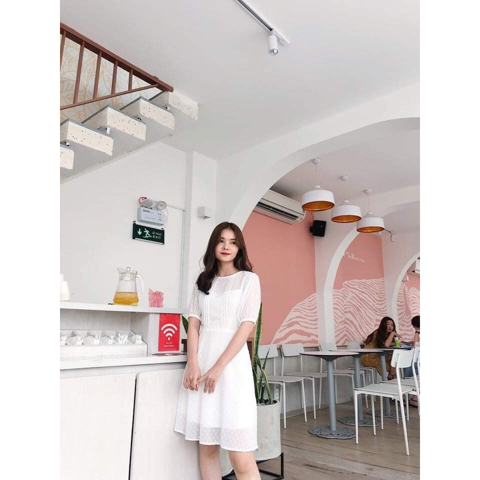 Đầm Xoè May 2 Lớp Bánh Bèo Chất Tơ Nổi
