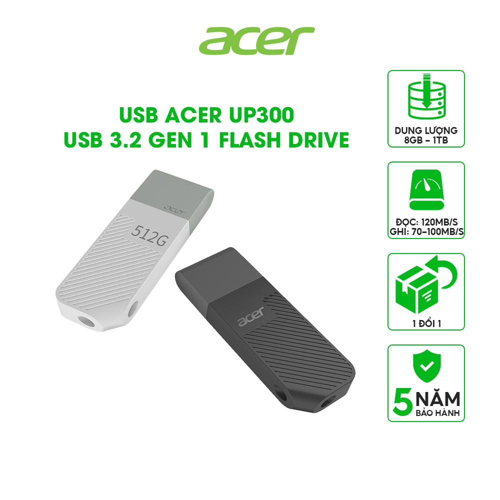 Hình ảnh USB 3.2 Gen 1 Acer UP300 dung lượng USB 8GB - 1TB - Hàng chính hãng 