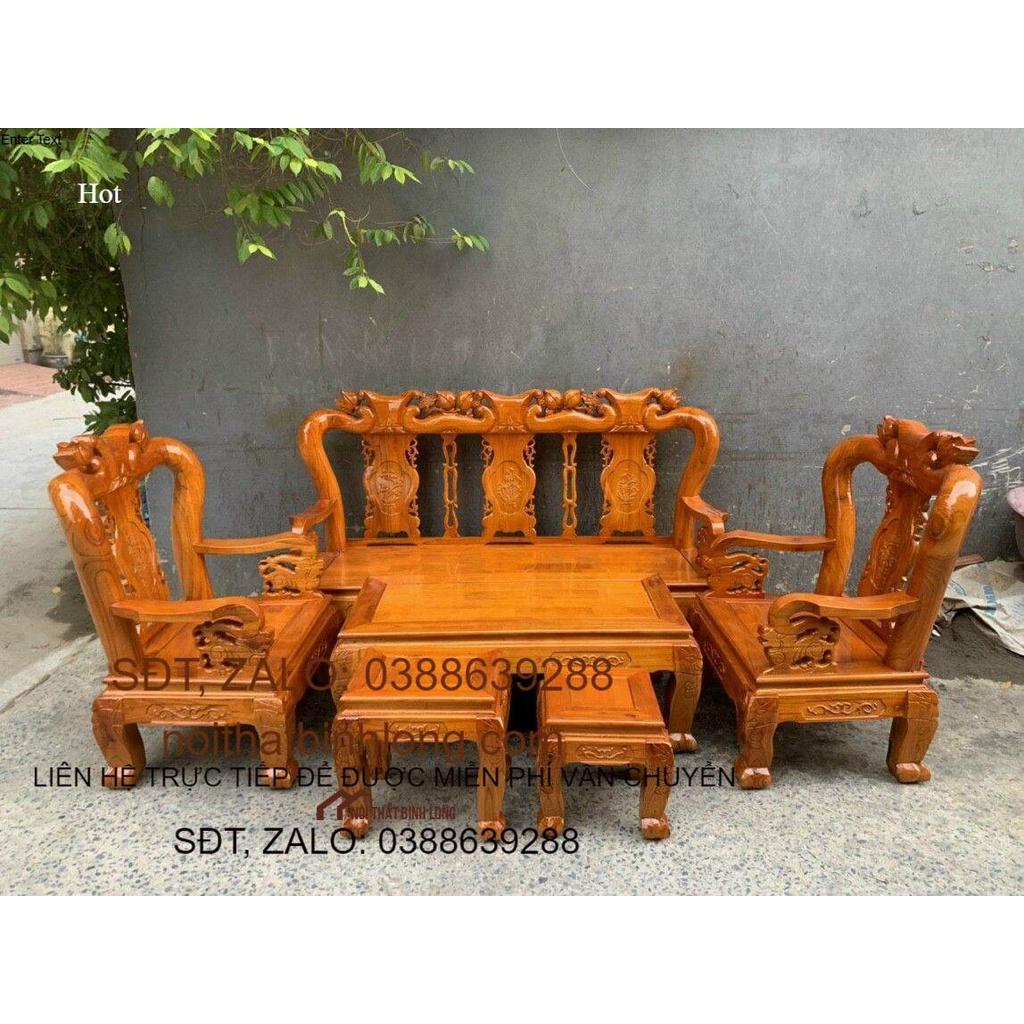 Bộ bàn ghế gỗ xoan tay 12 - Đồ Gỗ Bình Long 0388 639 288