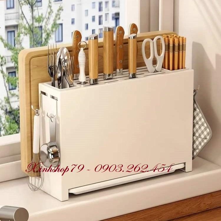Kệ để dao thớt, đũa thìa cao cấp, chất liệu thép cacbon sơn phủ tĩnh điện kháng khuẩn, bền đẹp, giá cắm dao thớt đa năng