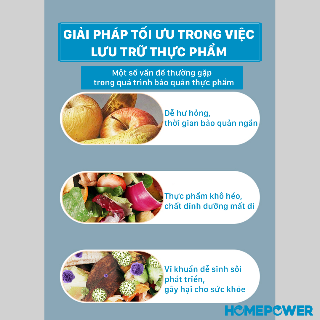 Hộp nhựa đựng thực phẩm Homepower trong suốt có khay lót đáy giúp ráo nước, chất liệu cao cấp, an toàn cho sức khỏe 