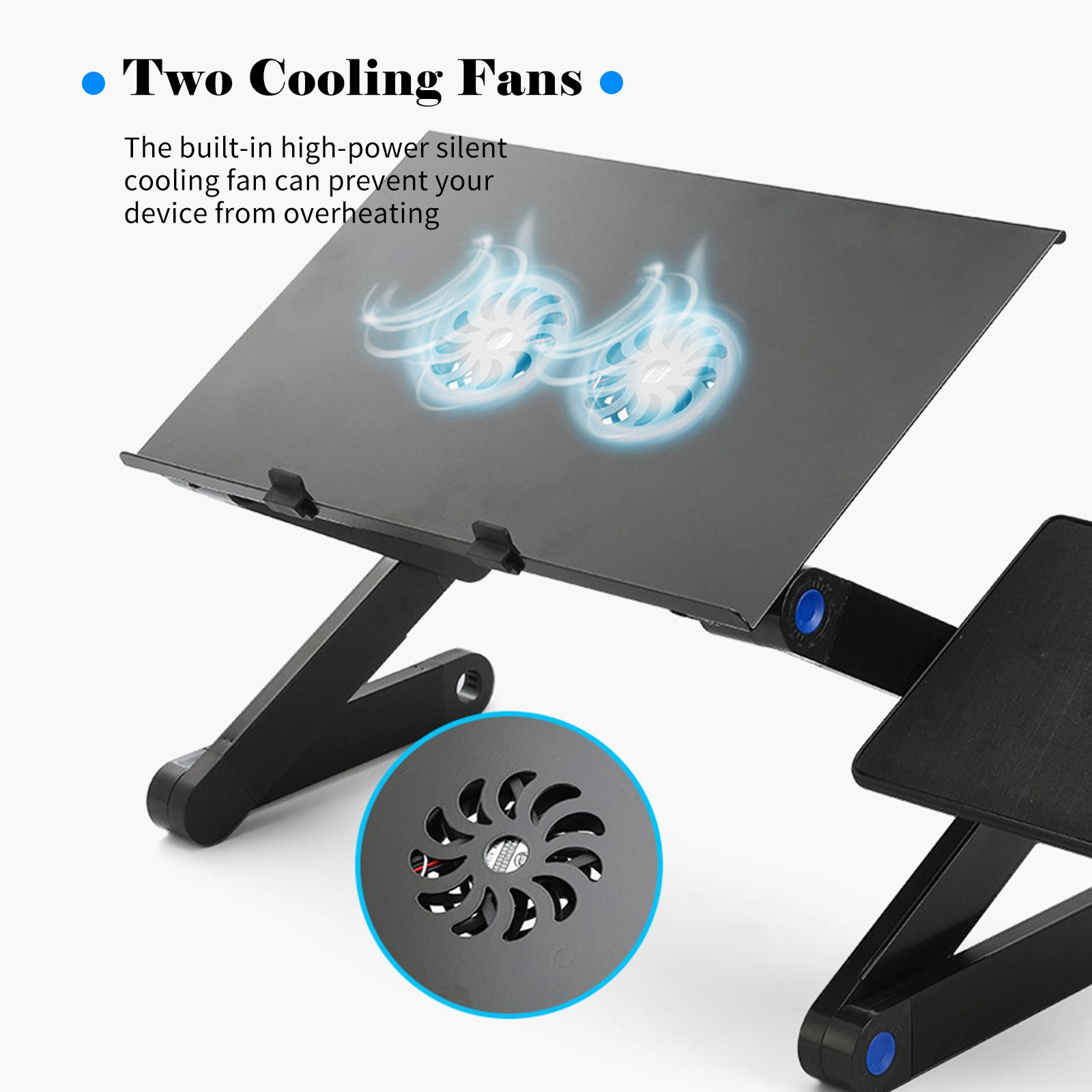 Adjustable Laptop Stand with Cooling Fans Removable Mouse Pad Portable Notebook Stand Foldable Computer Riser