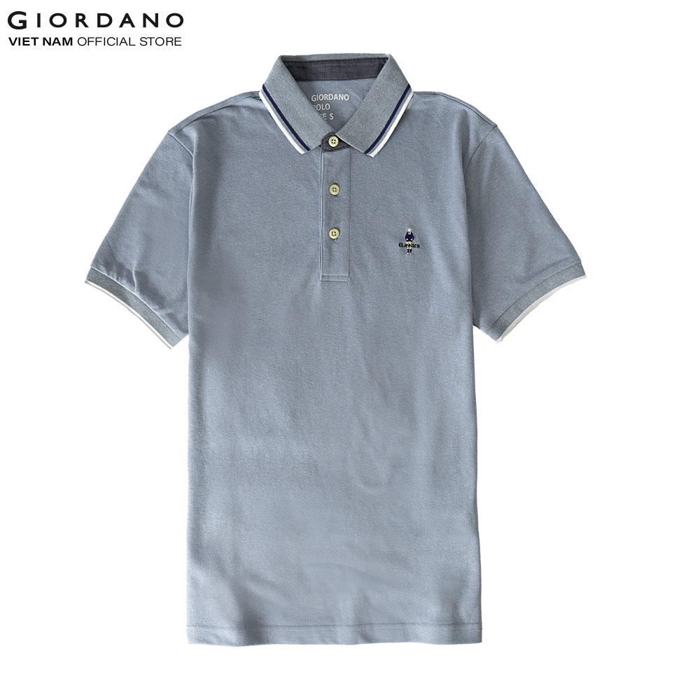 Áo Thun Nam Có Cổ Giordano Classic Polo 01011260 - 51-Xanh - S