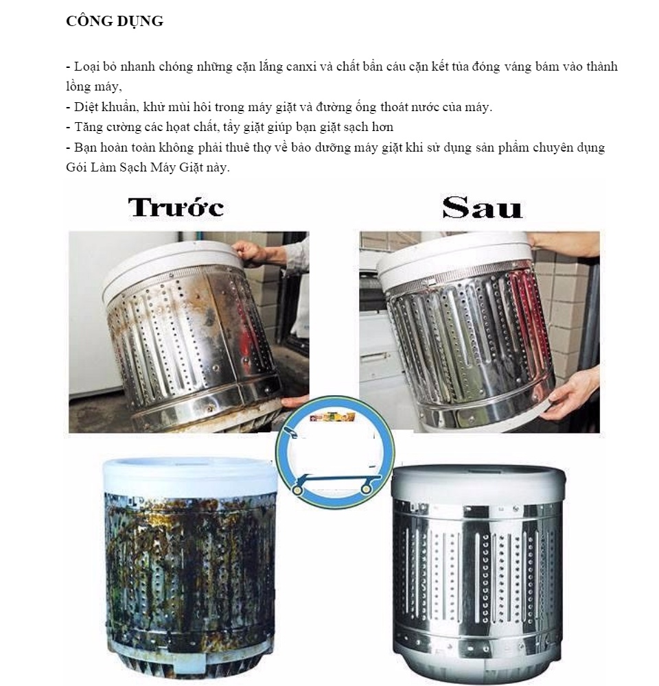 (Comvo 02 gói) Bột Tẩy Lồng Máy Giặt 450g Loại Bỏ Nhanh Chóng Cặn Bẩn