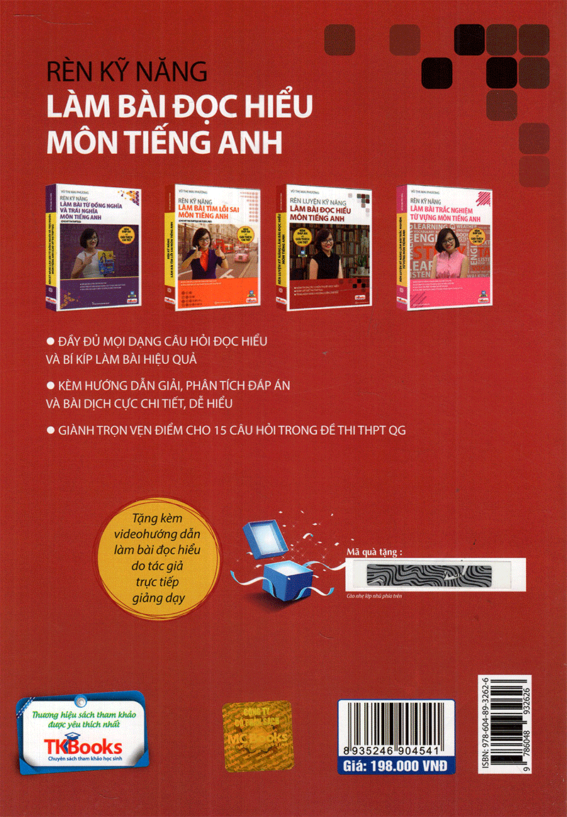 Rèn Kỹ Năng Làm Bài Đọc Hiểu Môn Tiếng Anh ( Bộ Sách Cô Mai Phương ) tặng kèm bookmark