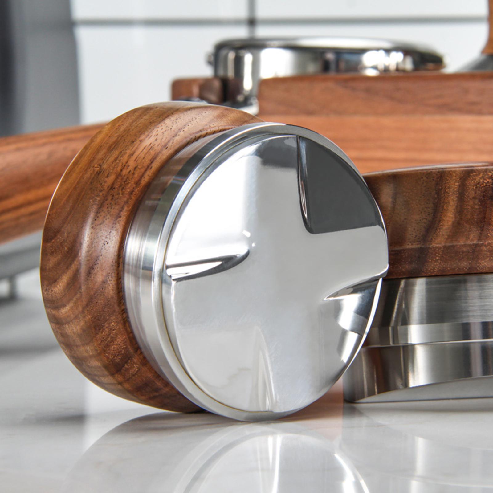 Coffee Distributor/Leveler Tool, Coffee Tamper, Stainless Steel Base Wood Handle, Adjustable, Powder Press