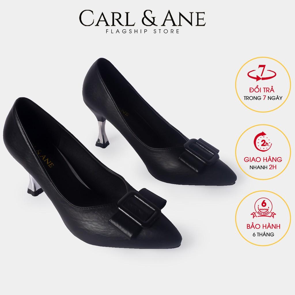 Carl &amp; Ane - Giày cao gót mũi nhọn đính khóa vuông cao 4cm màu xanh _ CP008