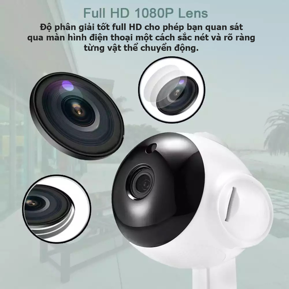 Camera IP wifi giám sát chống trộm V380 pro - Tính năng đàm thoại hai chiều, theo dõi và phát hiện chuyển động, Full HD 1080p, xoay đa chiều góc rộng 360, cảm biến hồng ngoại ban đêm, dễ dàng lắp đặt và vị trí để linh hoạt.