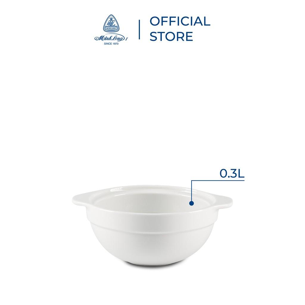 Thố cá nhân cạn Luna 0.3 L + nắp Misc Assortment Trắng Sứ cao cấp Minh Long