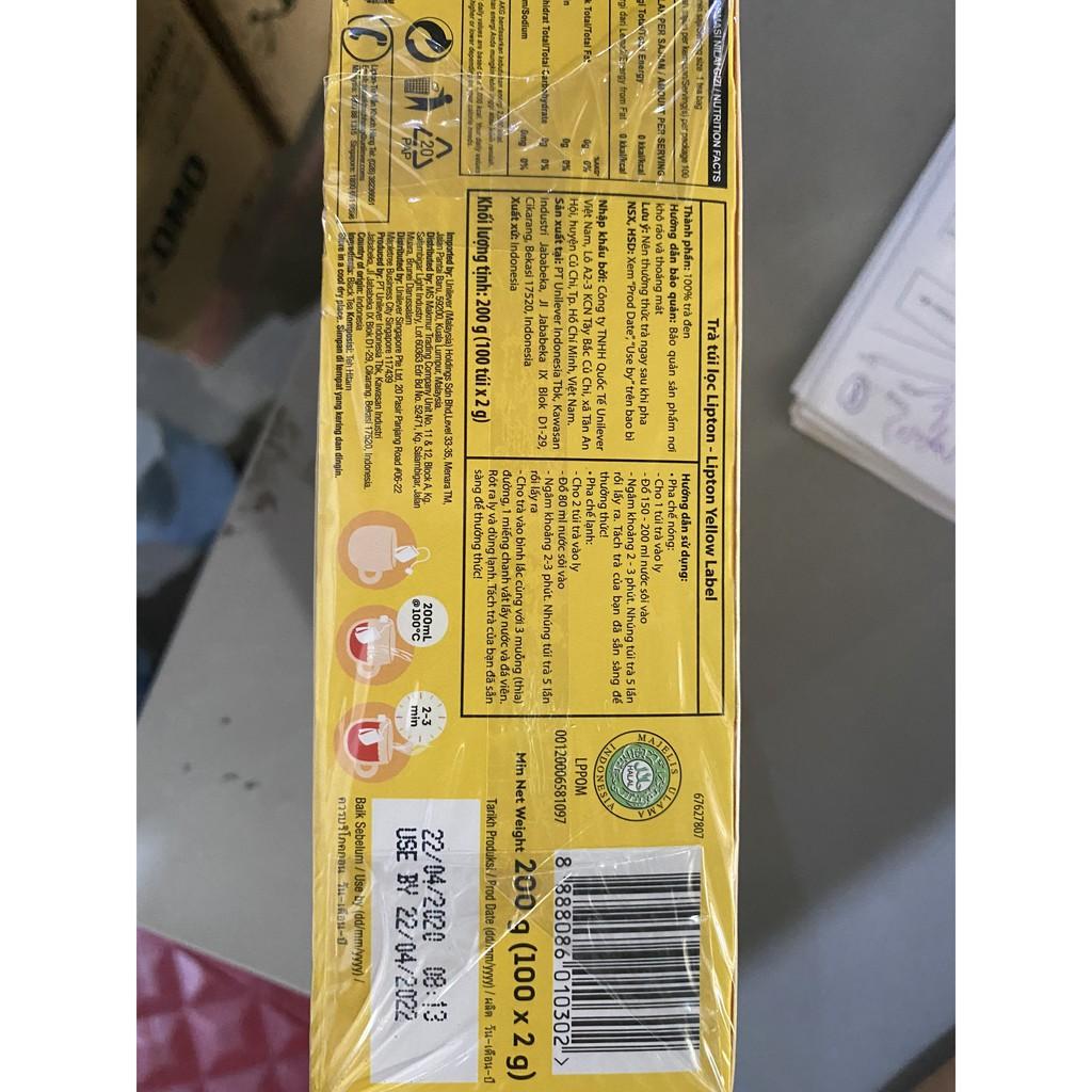 COMBO 2 hộp trà Lipton Túi lọc nhãn vàng Yelow Label Tea 100 gói/hộpX2