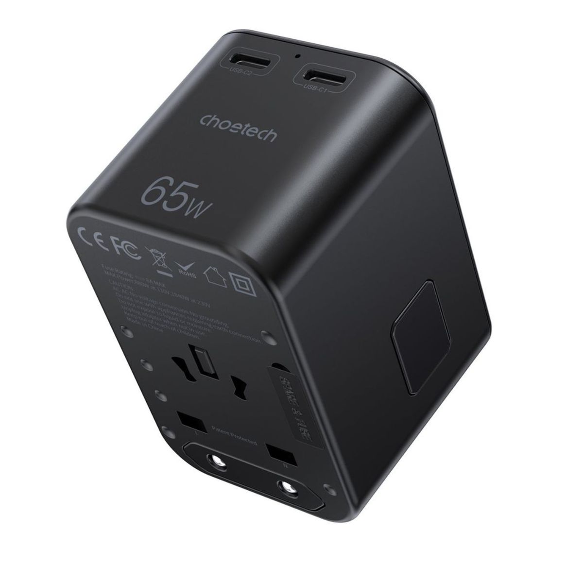 Củ sạc du lịch đa năng công suất cao 65W (2 USB C+ 1 USB A) Choetech PD5009 (Hàng chính hãng)