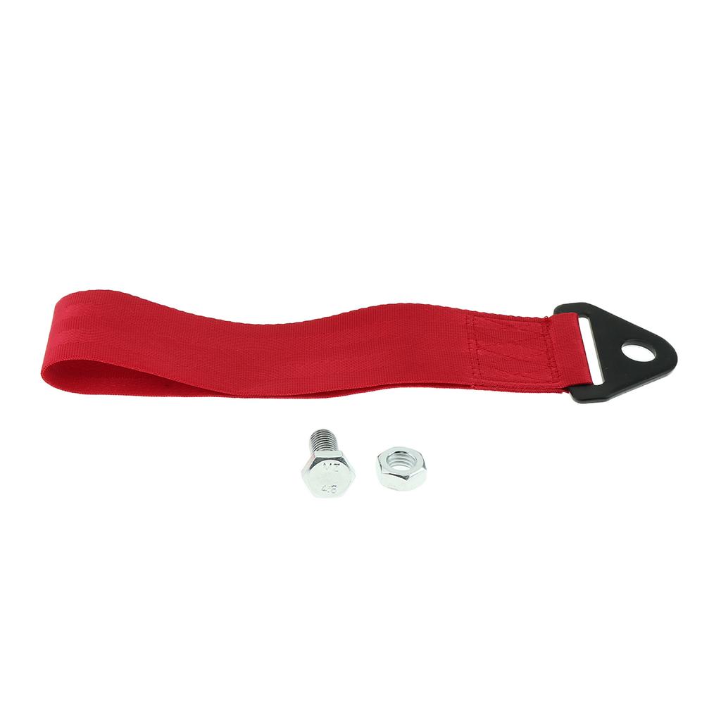 Universal Car 2 Ton Tow Hauling Towing Strap Rope Loop With Hook, Red
