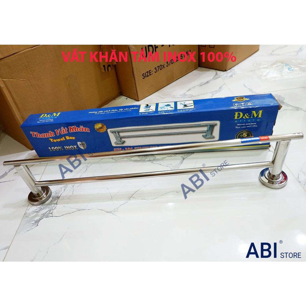 Thanh vắt khăn inox 100% Đ&M mã VK19, Thanh móc treo khăn tắm, quần áo đôi kèm ốc vít chắc chắn