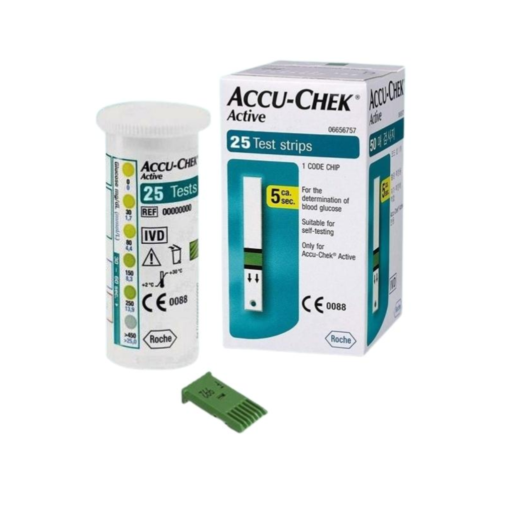 Hộp 25 que thử đường huyết Accu-Chek Active, nhập khẩu chính ngạch, tem niêm phong