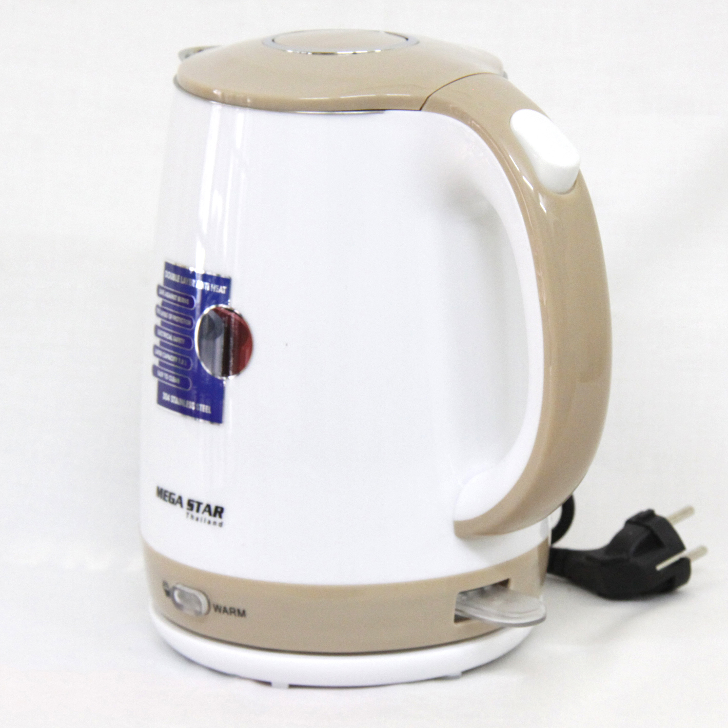 Bình Đun Siêu Tốc 2 Lớp Megastar PS-686 - Công suất 2000W mạnh mẽ đun nước nhanh chóng, thiết kế 2 lớp an toàn cho người sử dụng - Hàng chính hãng