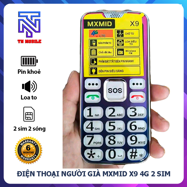 Điện thoại người già MXMID X9 - Điện thoại 4G loa to sóng khoẻ, pin trâu, đọc số - Mới full box - Tặng kèm ốp