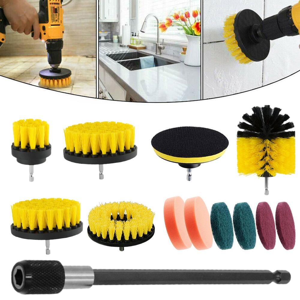 Electric Power Scrubber Drill Brush Kit Bathroom Tile Grout Drill Brush Plastic Round Nylon Carpet Glass Brushes Cleaning Tool