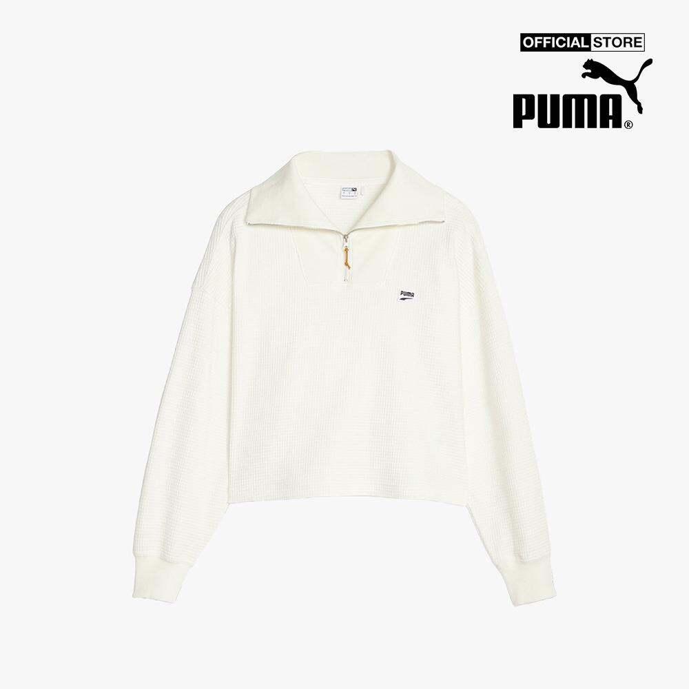 PUMA - Áo sweatshirt nữ cổ bẻ tay dài Downtown 621458