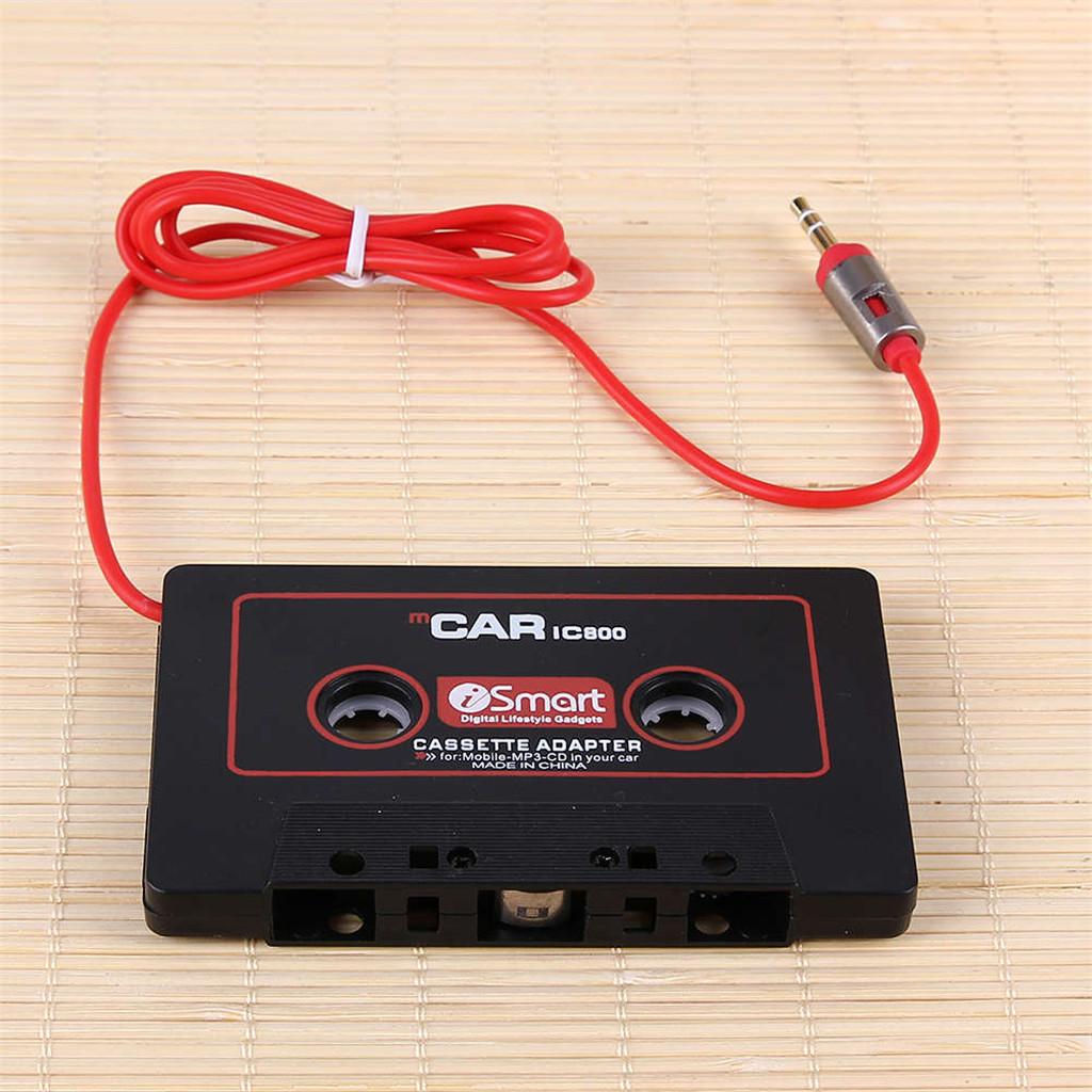 BLACK IN CAR CASSETTE TAPE ADAPTER CD PLAYER 3.5MM STEREO MUSIC AUDIO
