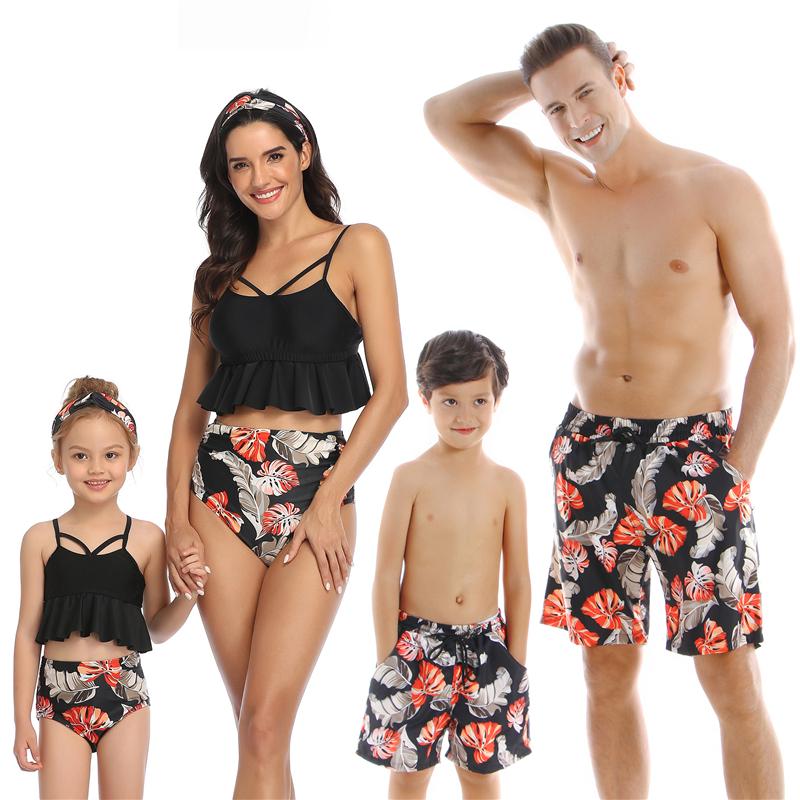 Họ Phù Hợp Với Đầm Mẹ Con Gái Bikini Phù Hợp Với Bố Sơn Bãi Biển Ban Ngắn Cho Mùa Hè Đi Biển Họ Phù Hợp Với Đồ Bơi