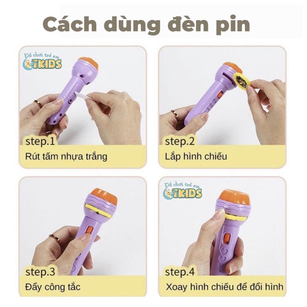 Đèn pin chiếu hình 3D cho bé 10 thẻ 80 hình chiếu ngộ nghĩnh