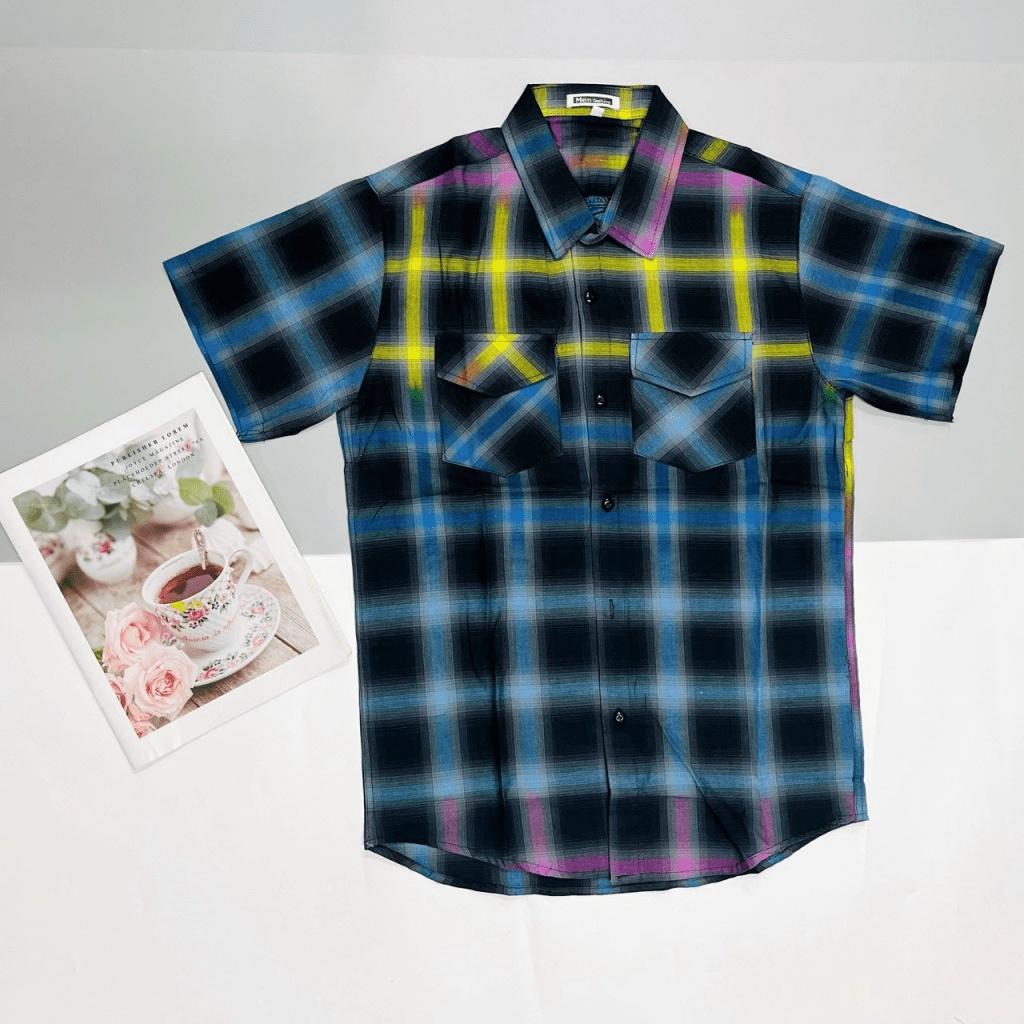 ÁO SƠ MI NAM CARO TAY NGẮN THỜI TRANG LUXURY ĐẲNG CẤP CHO CÁC ANH EM BỐN MIỀN , THỜI TRANG BOY PHỐ CỔ THỜI TRANG N