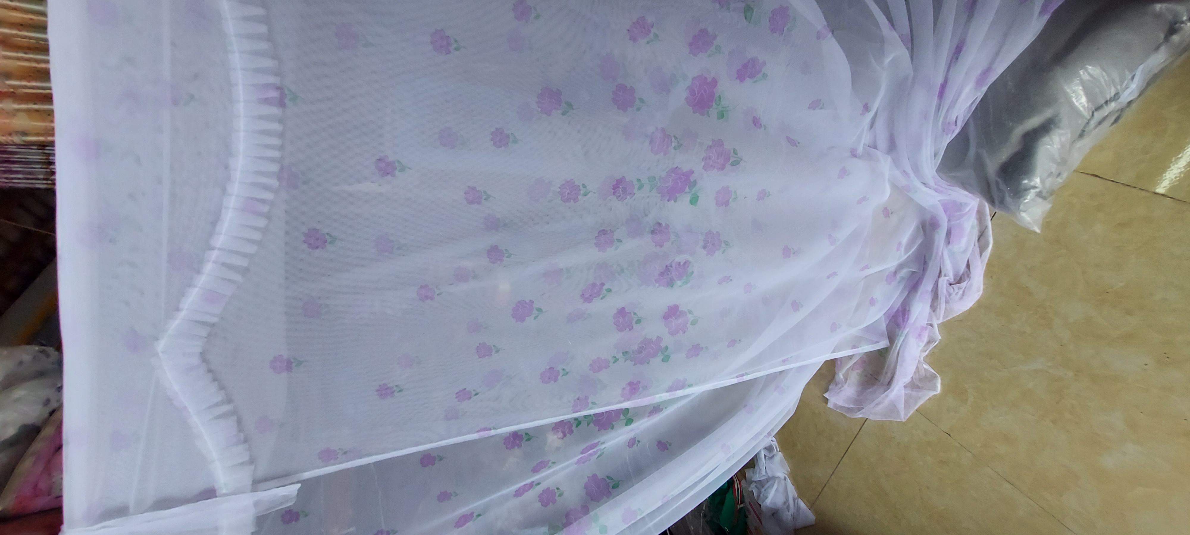 Màn mắc tay vải lạnh thái hoa tím nhiều kích cỡ
