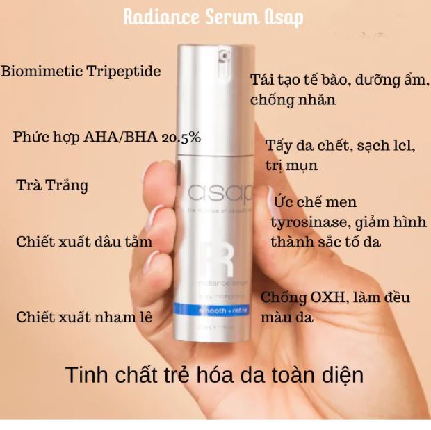 Hình ảnh TINH CHẤT TRẺ HÓA VÀ LÀM SÁNG DA ASAP R RADIANCE SERUM WITH TRIPEPTIDE 30ML