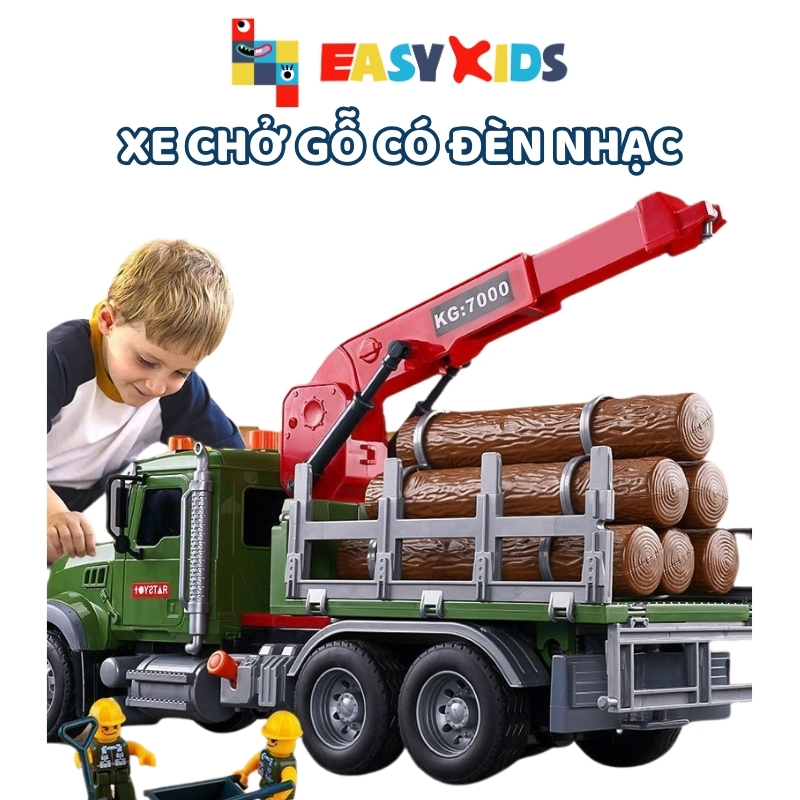 Xe Đồ Chơi Cho Bé Xe Chở Gỗ Mô Hình 1:12 Cỡ Lớn Có Đèn Nhạc