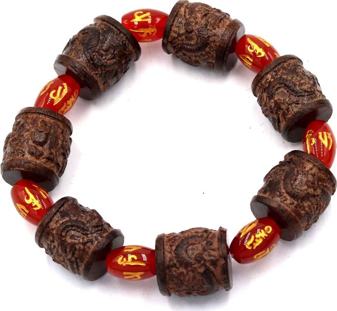 Vòng tay chuỗi hạt trụ rồng gỗ đàn hương TRNB4